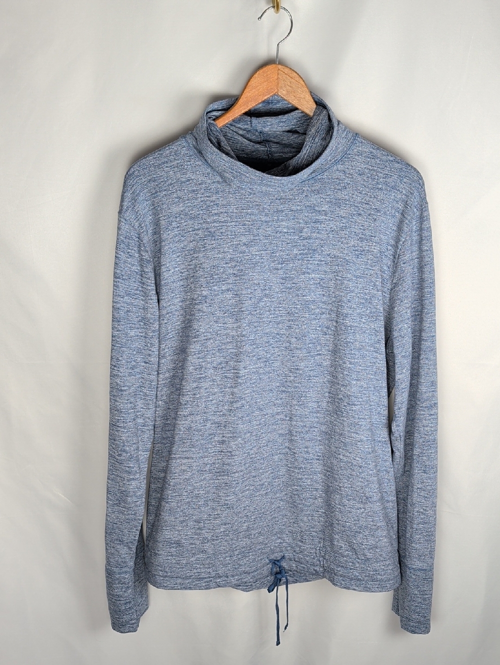 Nike Cowl Neck Sweatshirt Heathered Blue Cinch Waist Size XL